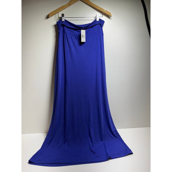 Design History Maxi Skirt Admiral Blue Missy Medium Stretch Pill On Modest - Picture 1 of 10